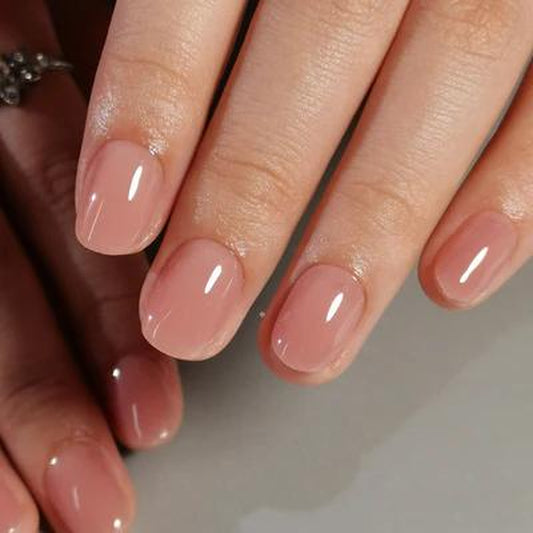Simple Cute Nude Pink Press on Nails | Curvlife Nail | 30Pcs Squoval Fake Nails | Glossy Finish with Subtle Shine & Soft Nude Pink Tone | Easy to Apply, Comfortable Fit & Long-Lasting Wear | Perfect for Daily, Office Talks, Brunches & Semi-Formal Events